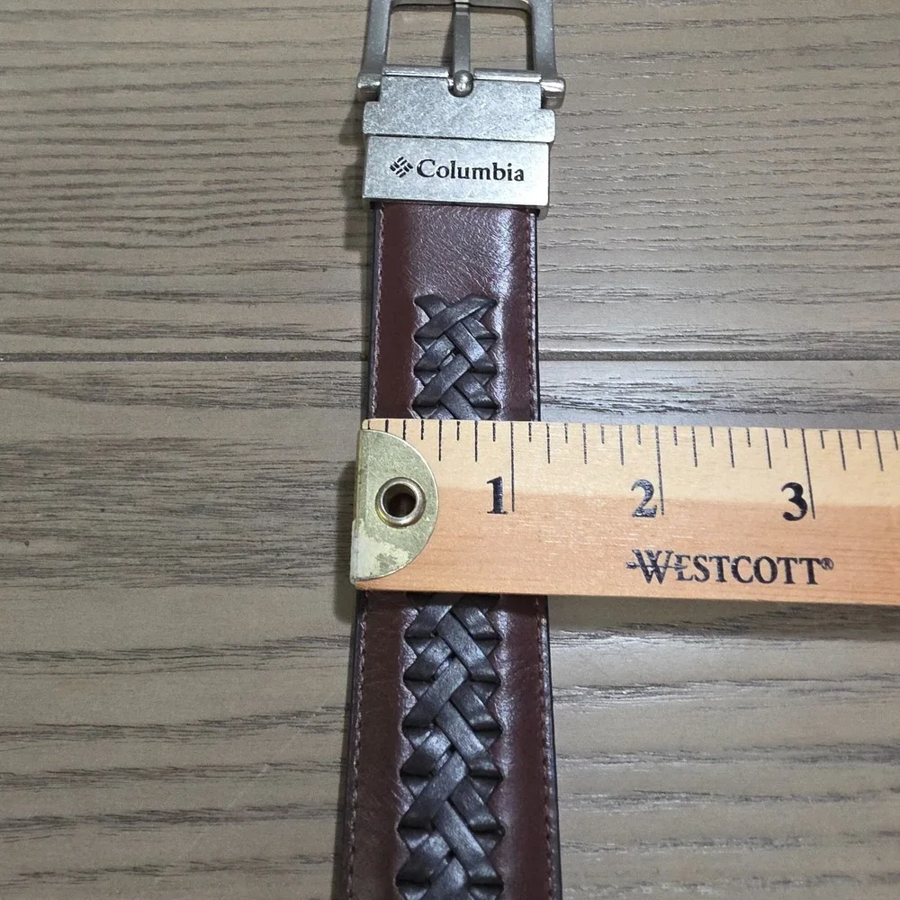 Columbia‎ Men's Size 46 Brown Braided Reversible Leather Belt Black On Reverse